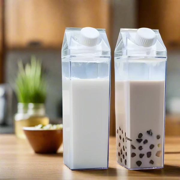 Clear Milk Carton, Juice & Water Bottles