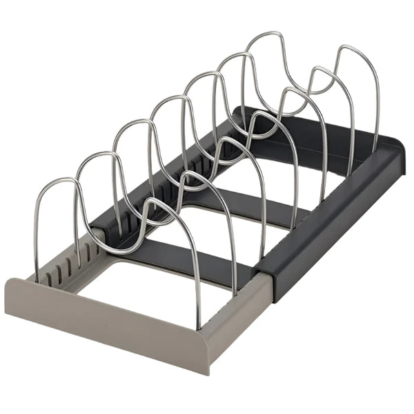 Expandable Pot and Pan Organizer Rack with 6 Adjustable Compartments - My Place Organized