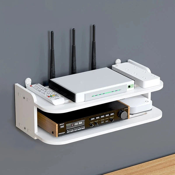 2-Tier Wall Shelf for Routers – No Drill