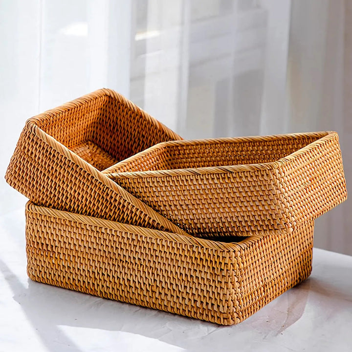 Rattan Storage Basket Organizer 3 Sizes - My Place Organized